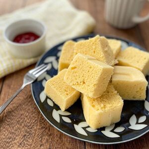 豆腐と米粉のレンジ蒸しパン